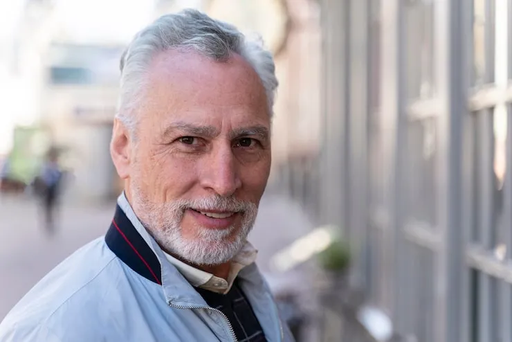 Very fashionable older italian men with white hair